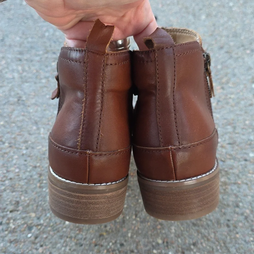 Earth Nadya Round Toe Ruched Leather Casual Booties Size 9 - Picture 7 of 10
